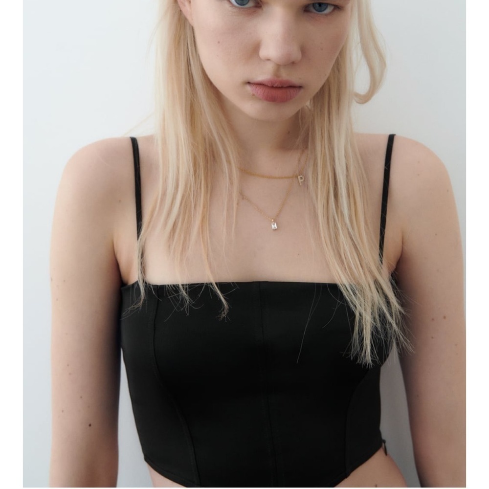 Zara SATIN EFFECT CORSET TOP
BLACK​